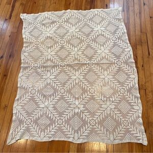 Antique Table Cover 1930-40’s Hand Crochet 58”X 45.5” Ecru